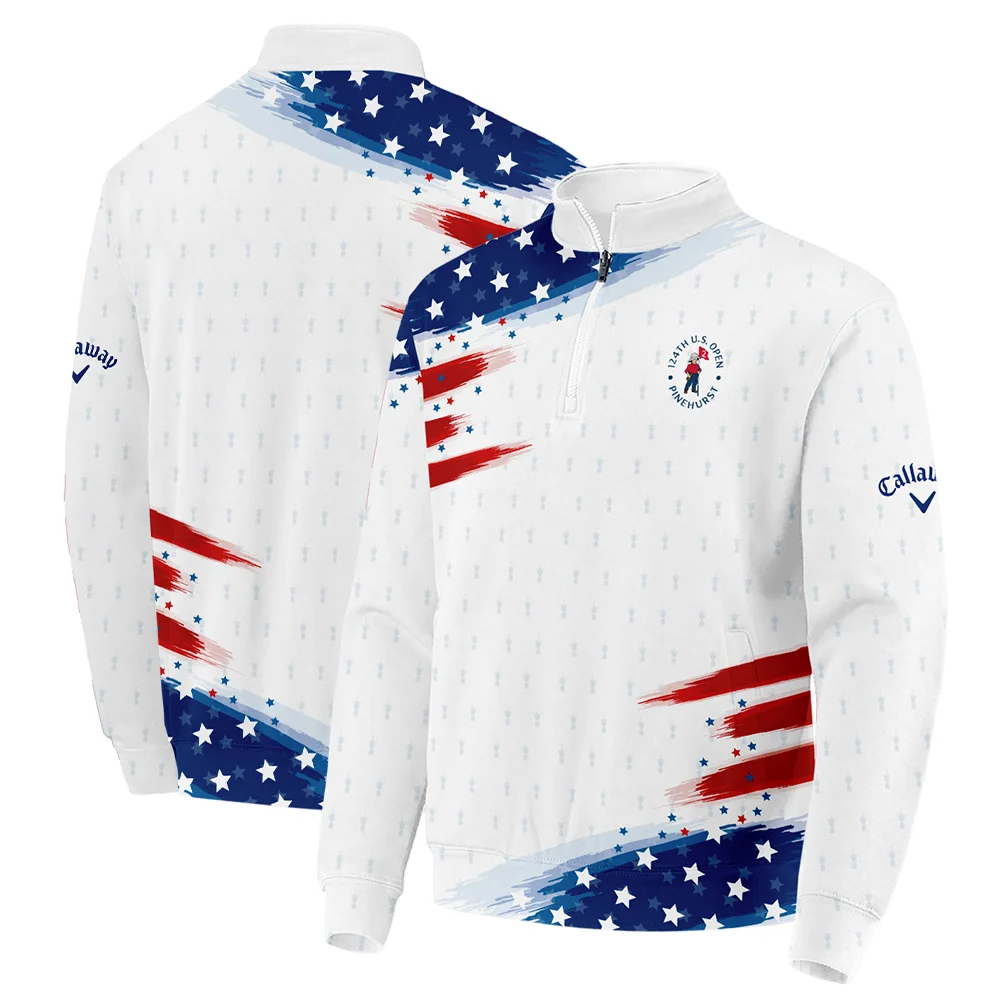Tournament 124th U.S. Open Pinehurst Callaway Stand Colar Jacket Flag American White And Blue All Over Print Stand Colar Jacket
