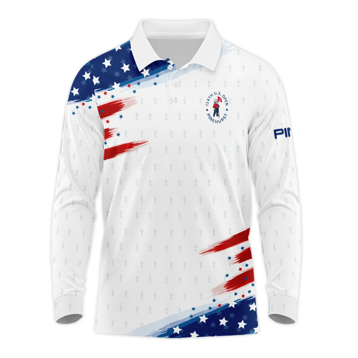 Tournament 124th U.S. Open Pinehurst Ping Polo Shirt Flag American White And Blue All Over Print Polo Shirt For Men