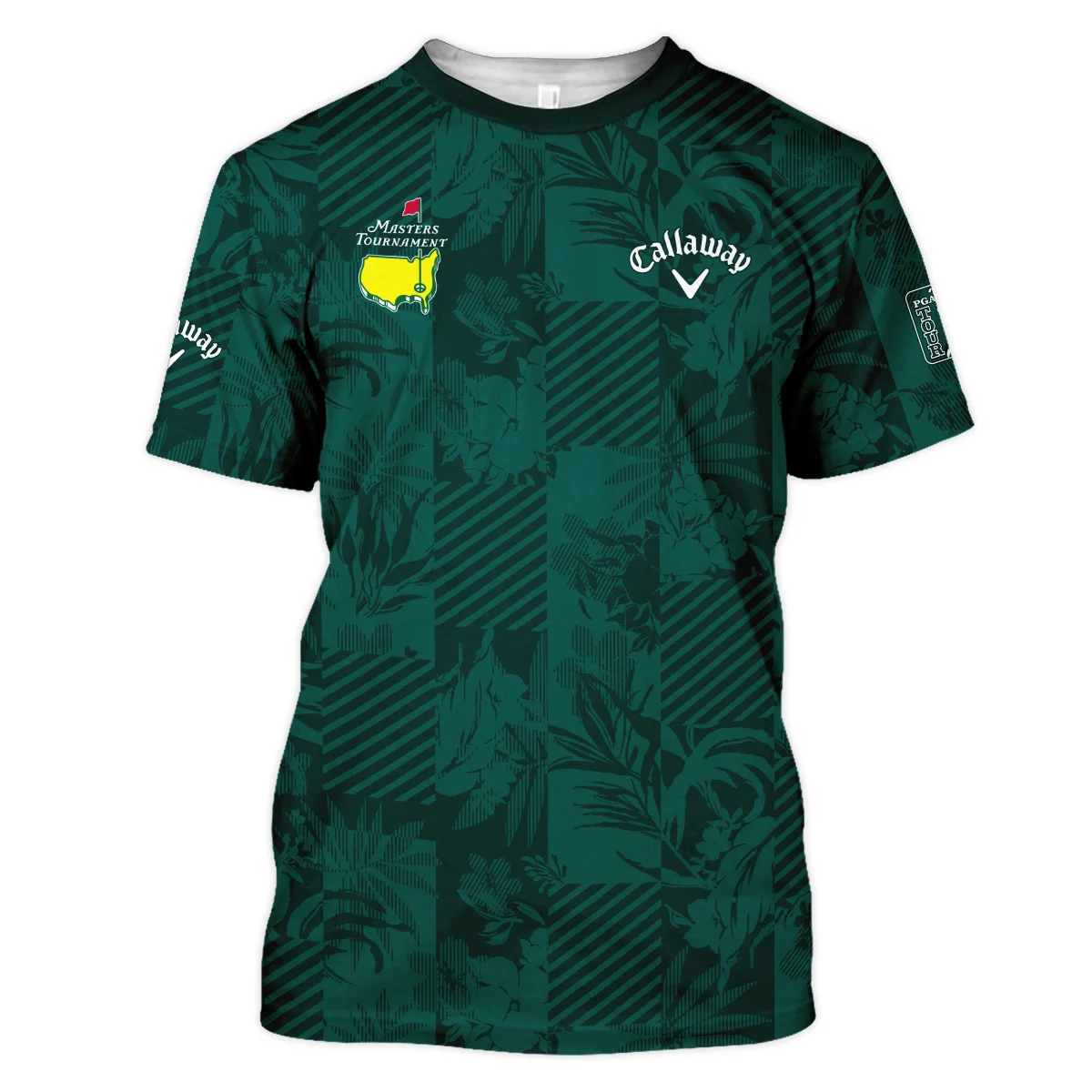 Tropical Leaves ,Foliage With Geometric Stripe Pattern Golf Masters Tournament Callaway Unisex T-Shirt Style Classic T-Shirt