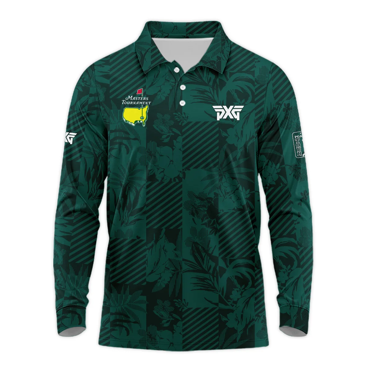 Tropical Leaves ,Foliage With Geometric Stripe Pattern Golf Masters Tournament Zipper Hoodie Shirt Style Classic Zipper Hoodie Shirt