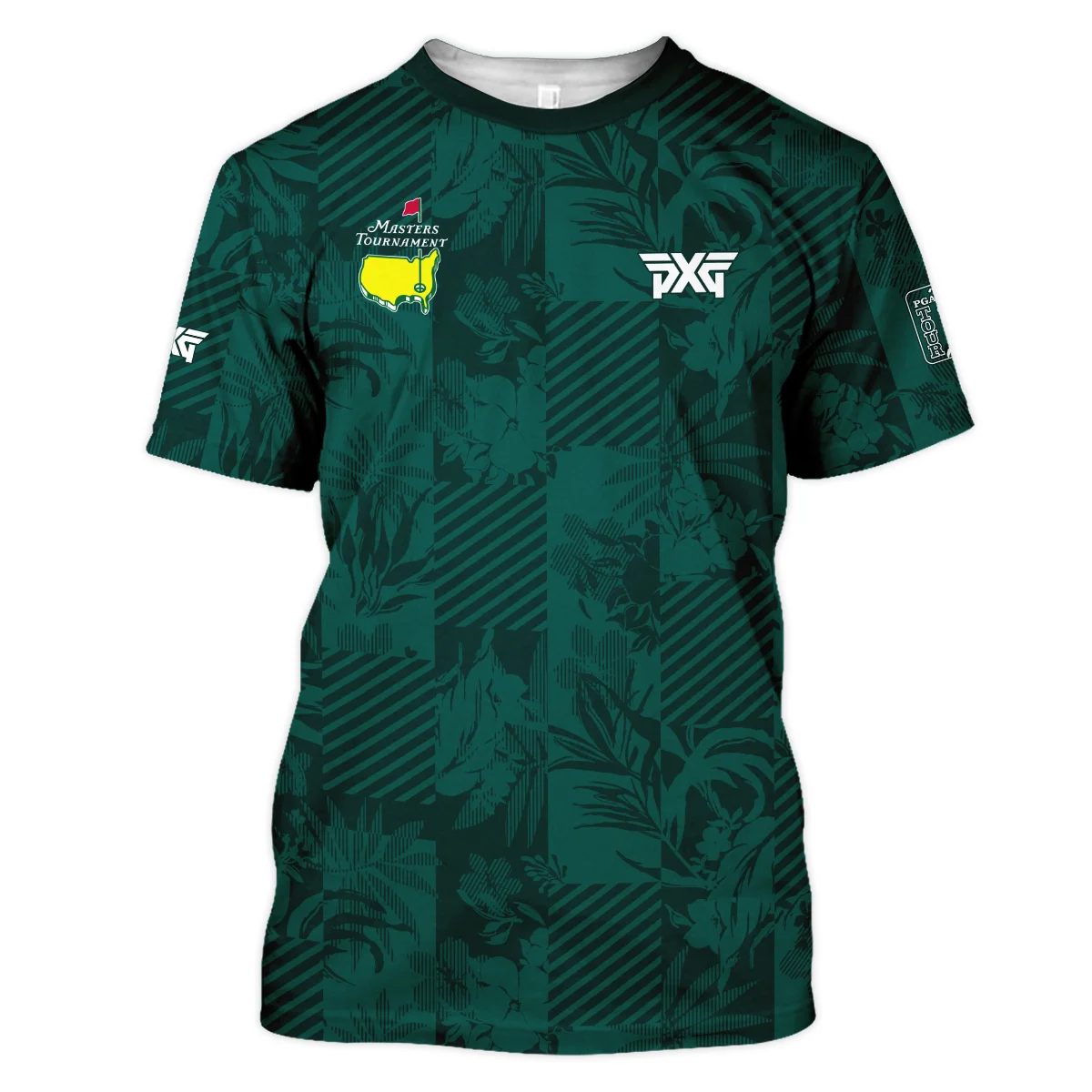 Tropical Leaves ,Foliage With Geometric Stripe Pattern Golf Masters Tournament Unisex T-Shirt Style Classic T-Shirt