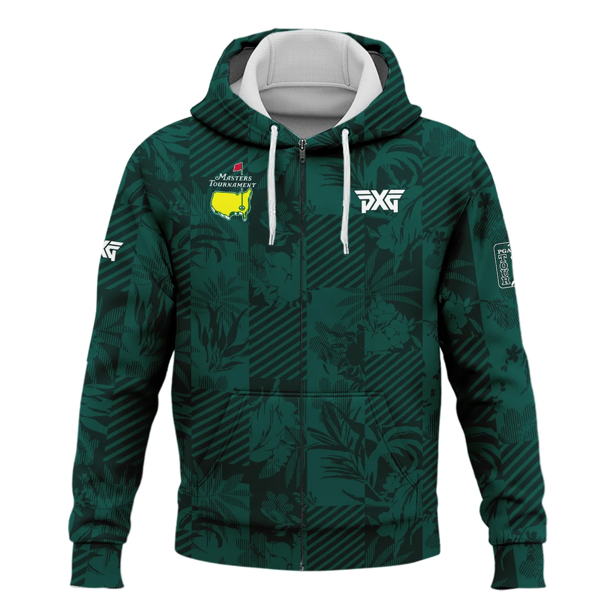 Tropical Leaves ,Foliage With Geometric Stripe Pattern Golf Masters Tournament Hoodie Shirt Style Classic Hoodie Shirt