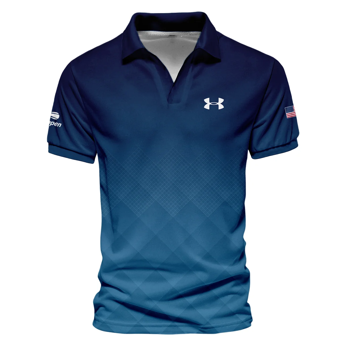 Under Armour Blue Abstract Background US Open Tennis Champions Vneck Polo Shirt Style Classic Polo Shirt For Men