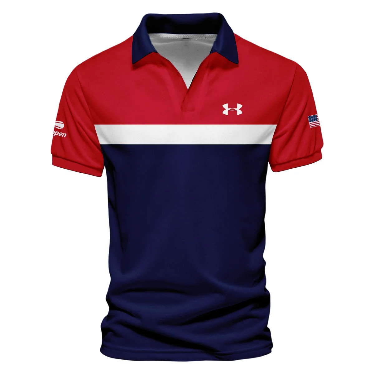 Under Armour Blue Red White Background US Open Tennis Champions Vneck Polo Shirt Style Classic Polo Shirt For Men