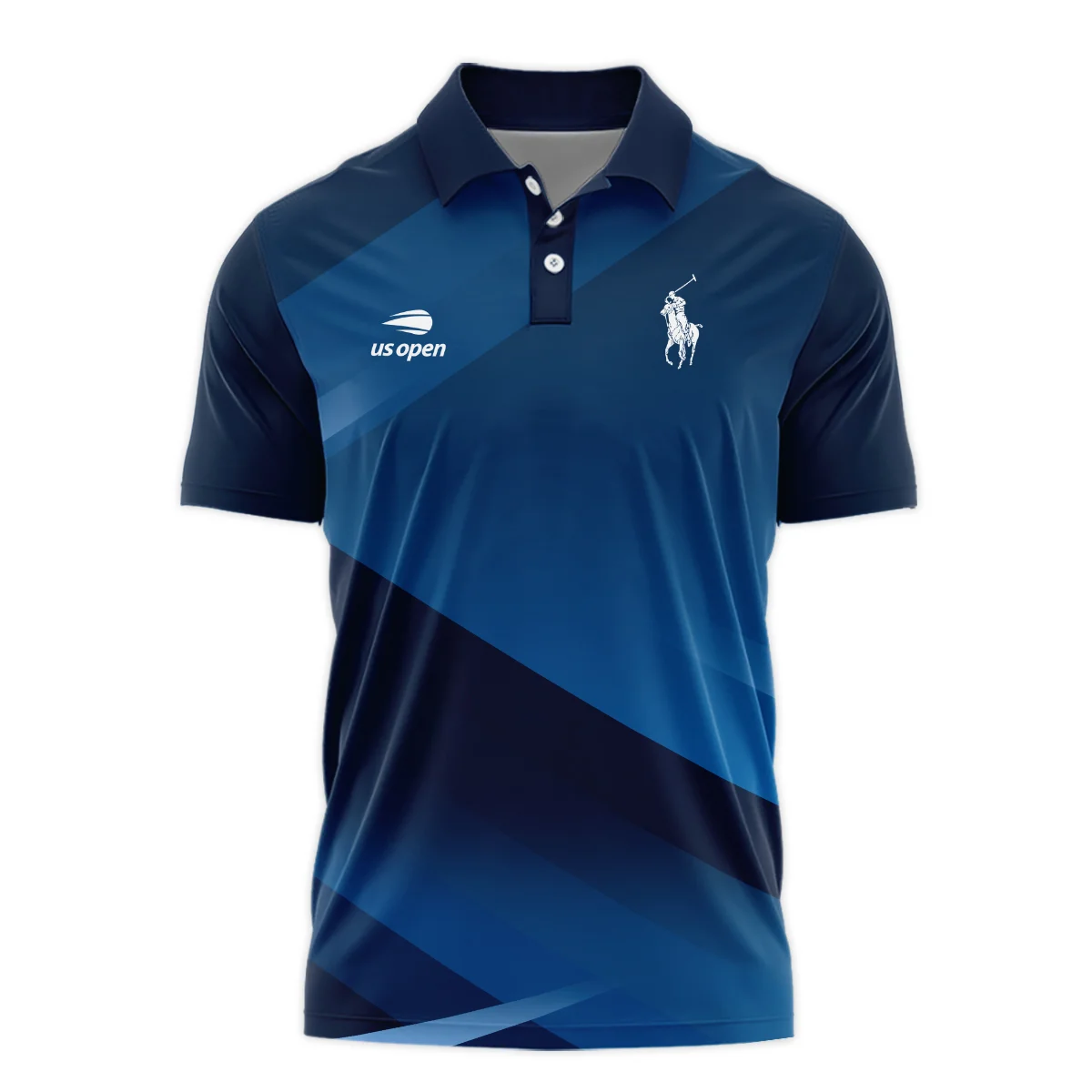 US Open Tennis Champions Dark Blue Background Ralph Lauren Polo Shirt Mandarin Collar Polo Shirt
