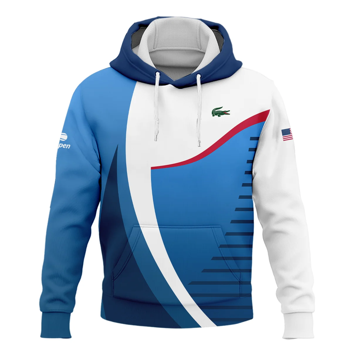 US Open Tennis Champions Lacoste Dark Blue Red White Hoodie Shirt Style Classic Hoodie Shirt