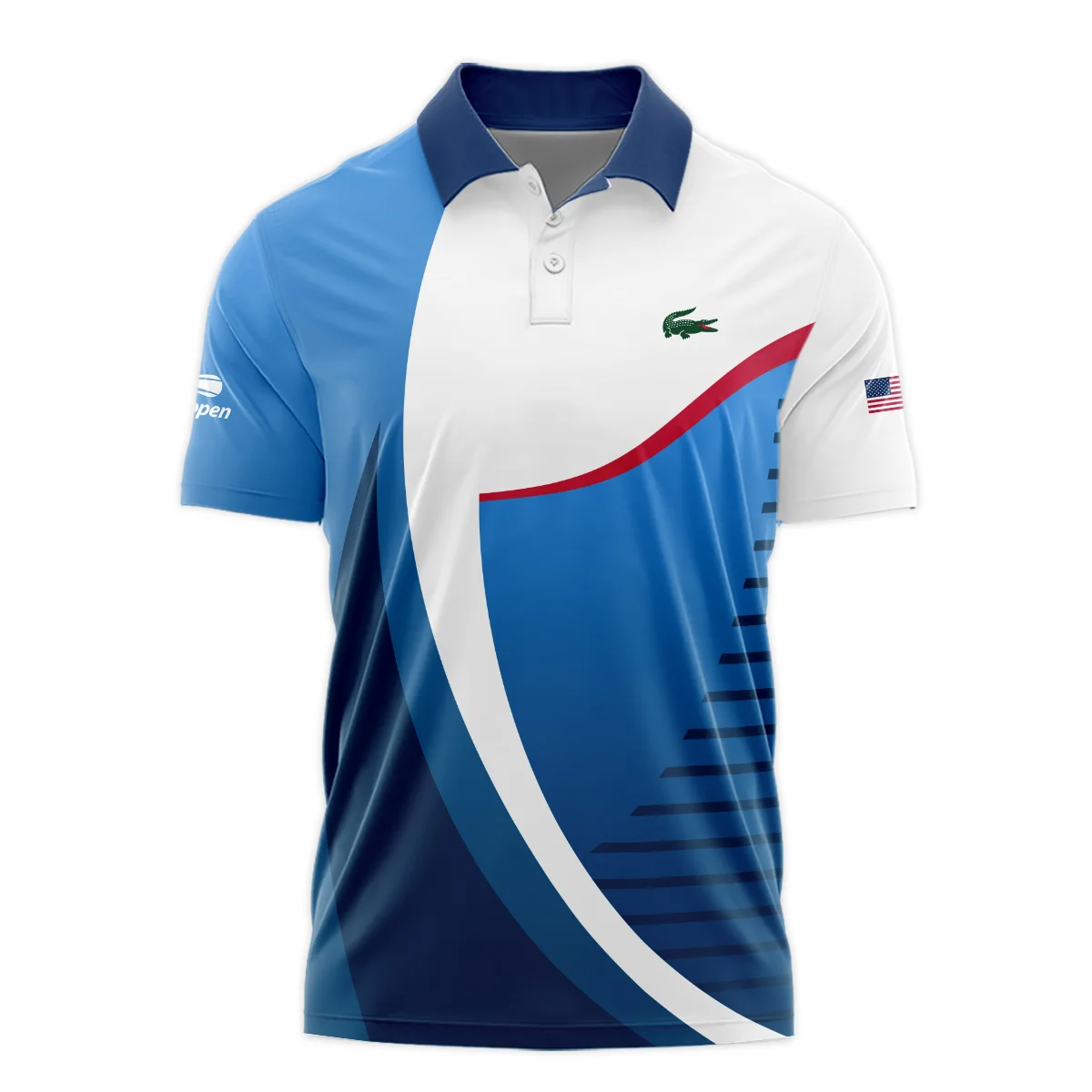 US Open Tennis Champions Lacoste Dark Blue Red White Polo Shirt Style Classic Polo Shirt For Men