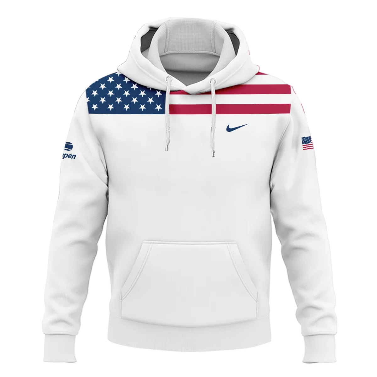 US Open Tennis Champions Nike USA Flag White Polo Shirt Mandarin Collar Polo Shirt