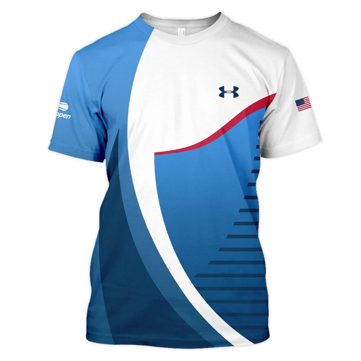 US Open Tennis Champions Under Armour Dark Blue Red White Mandarin collar Quater-Zip Long Sleeve