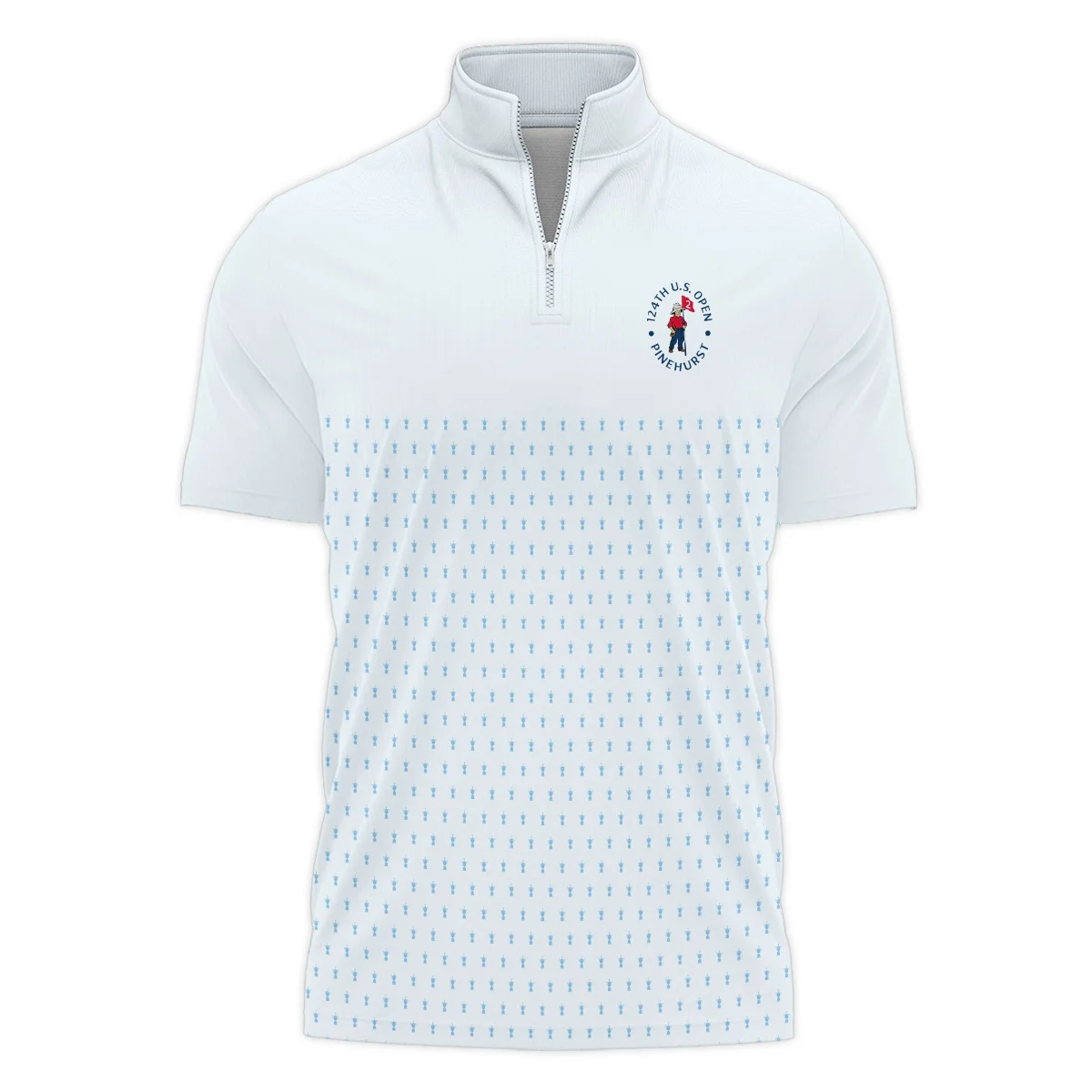 U.S Open Trophy Pattern Light Blue 124th U.S. Open Pinehurst Callaway Style Classic, Short Sleeve Polo Shirts Quarter-Zip
