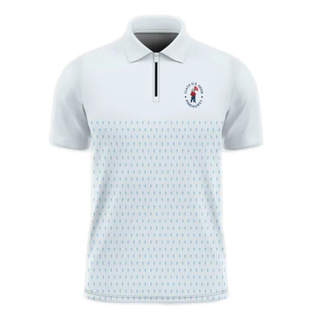 U.S Open Trophy Pattern Light Blue 124th U.S. Open Pinehurst Callaway Polo Shirt Mandarin Collar Polo Shirt