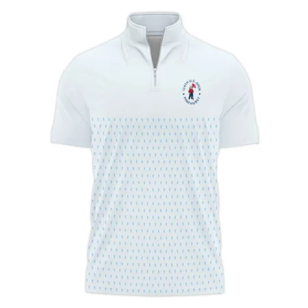 U.S Open Trophy Pattern Light Blue 124th U.S. Open Pinehurst Ping Style Classic, Short Sleeve Polo Shirts Quarter-Zip