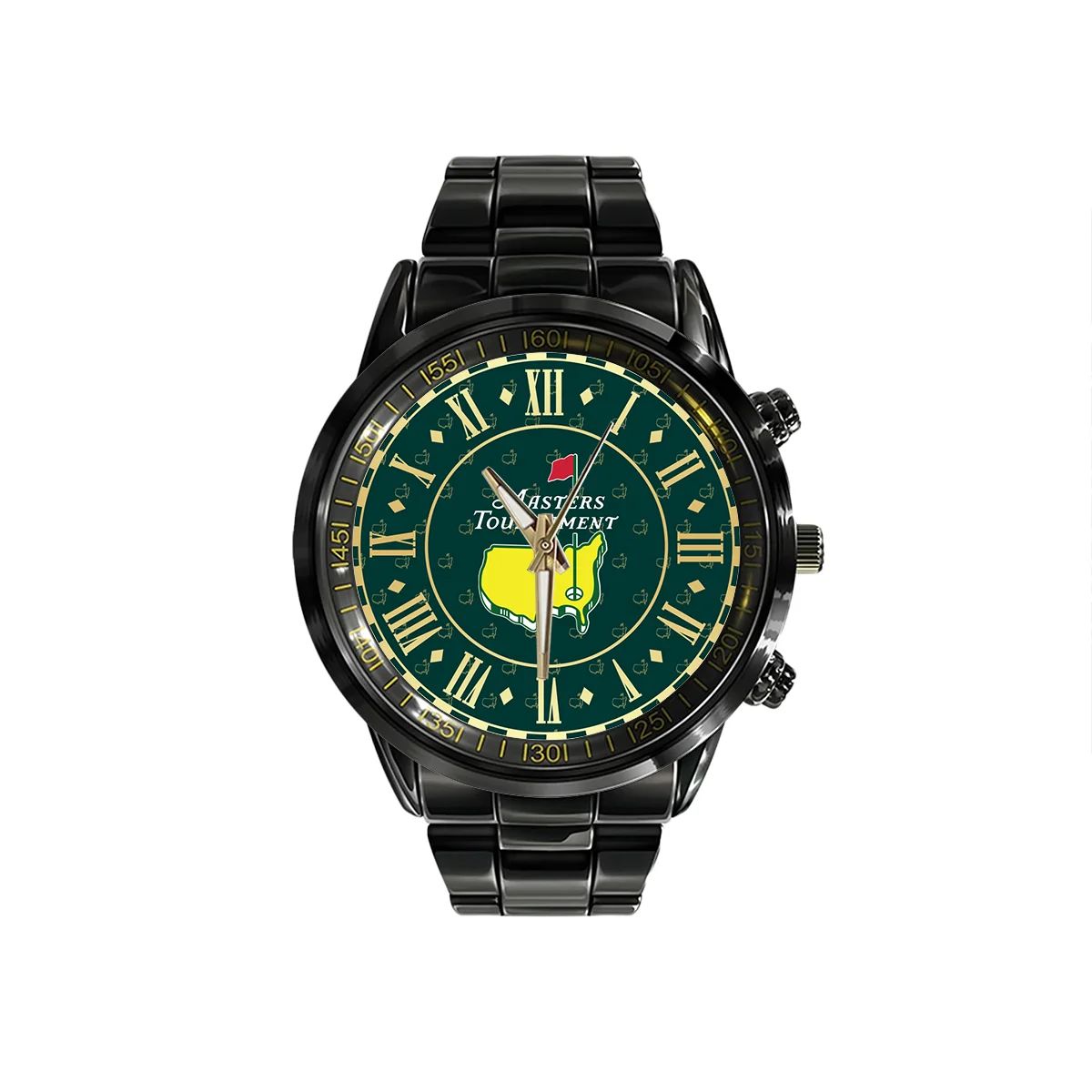 Clock Face Masters Augusta Icons Pattern Masters Tournament Black Stainless Steel Watch