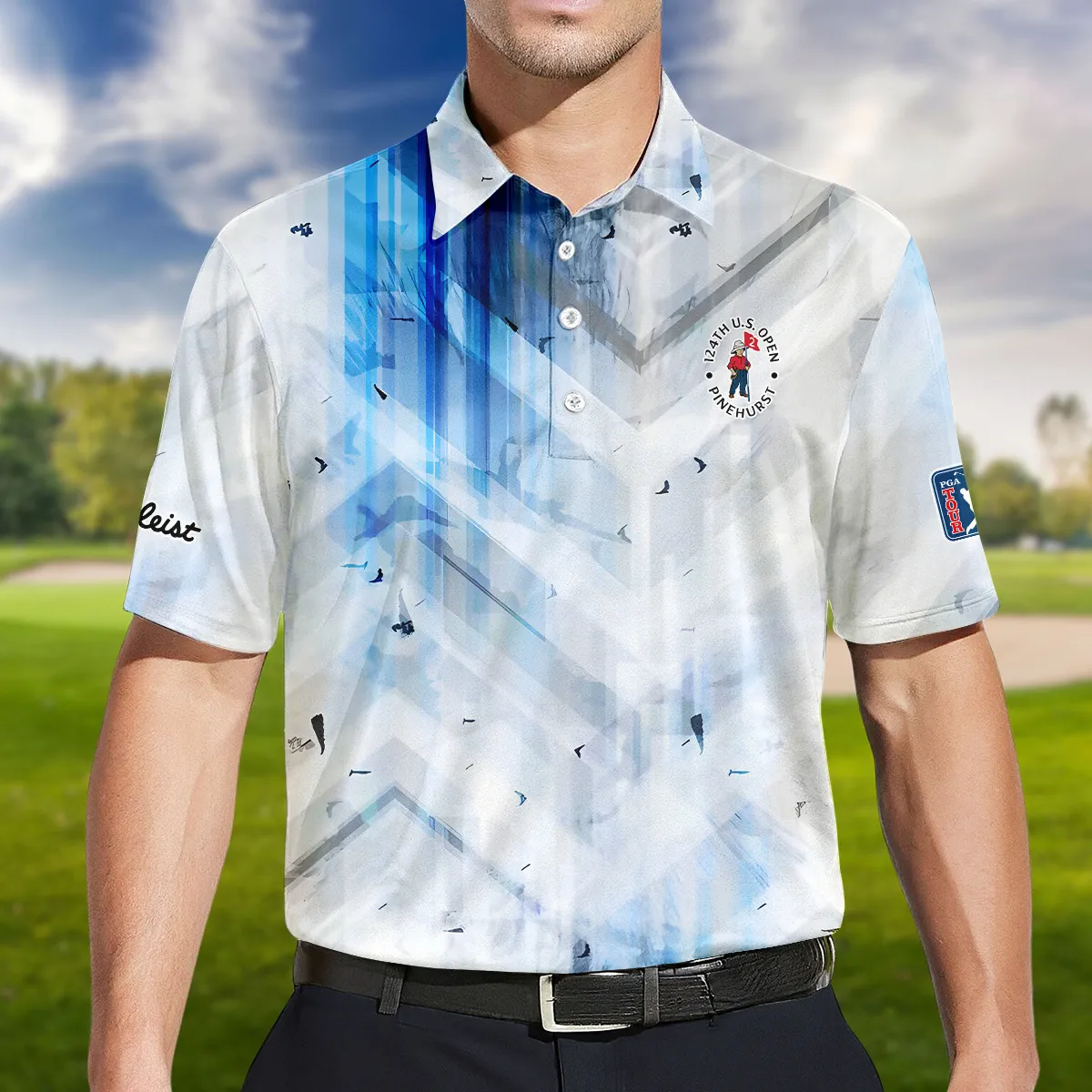 Golf Abstract Pattern 124th U.S. Open Pinehurst Titleist Quarter-Zip Polo Shirt