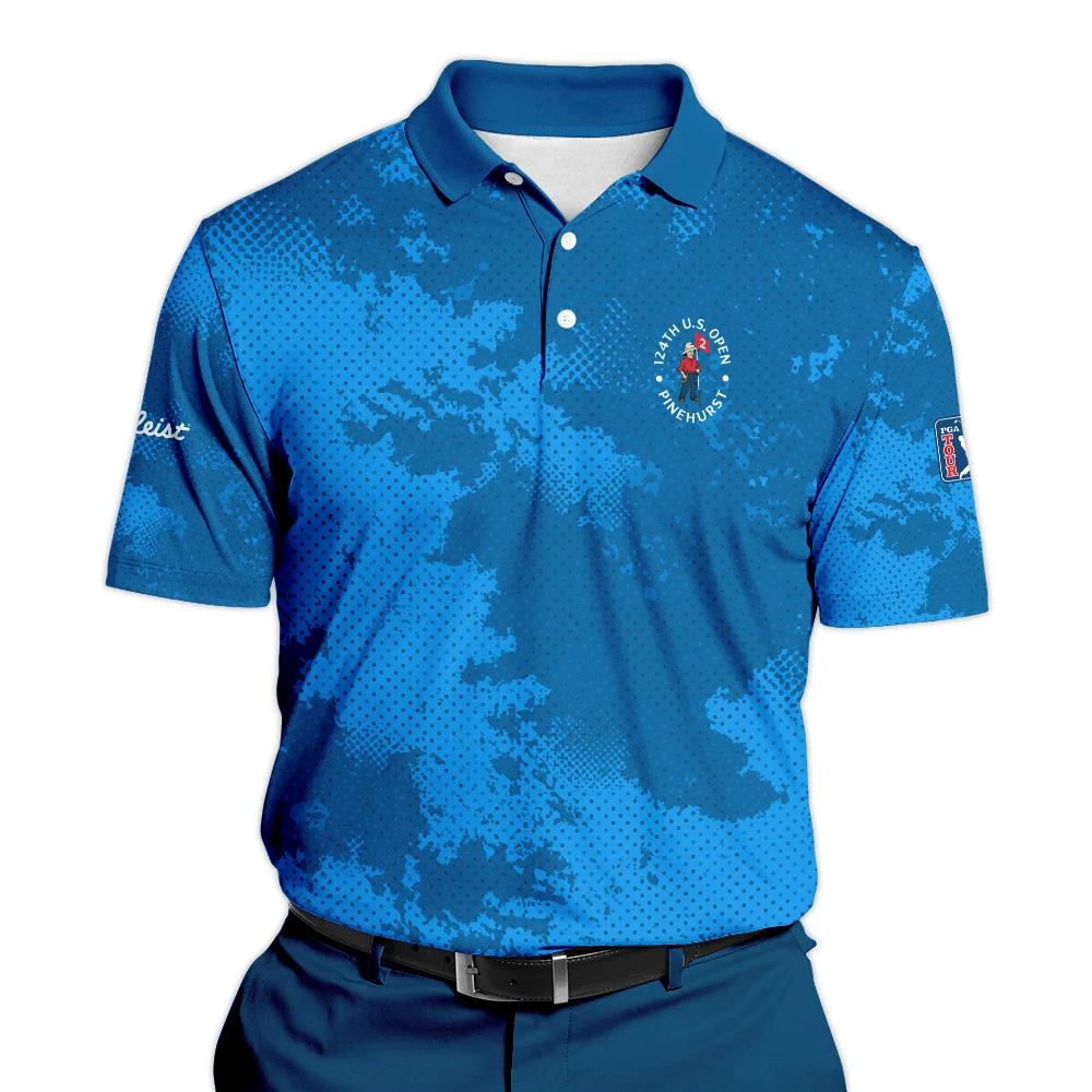 124th U.S. Open Pinehurst Titleist Blue Sport Pattern Long Polo Shirt Style Classic