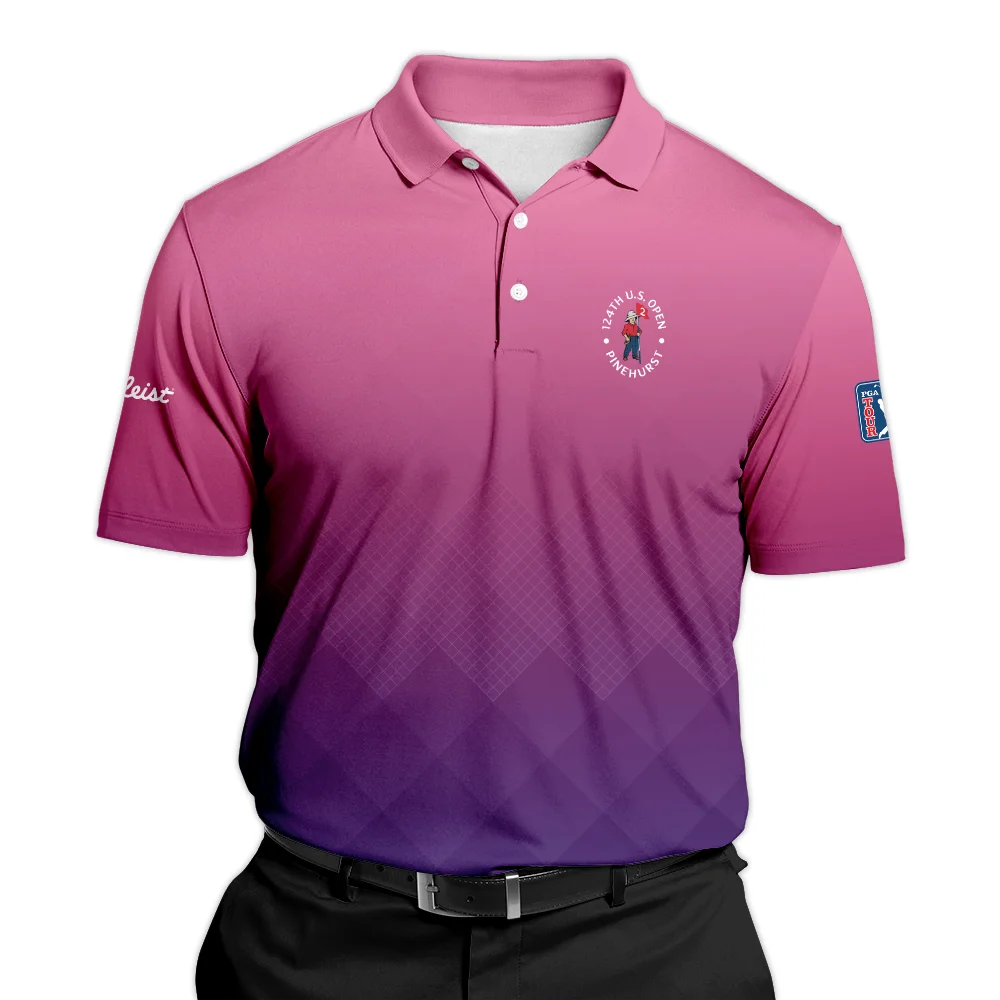 Titleist 124th U.S. Open Pinehurst Purple Pink Gradient Abstract Polo Shirt Style Classic