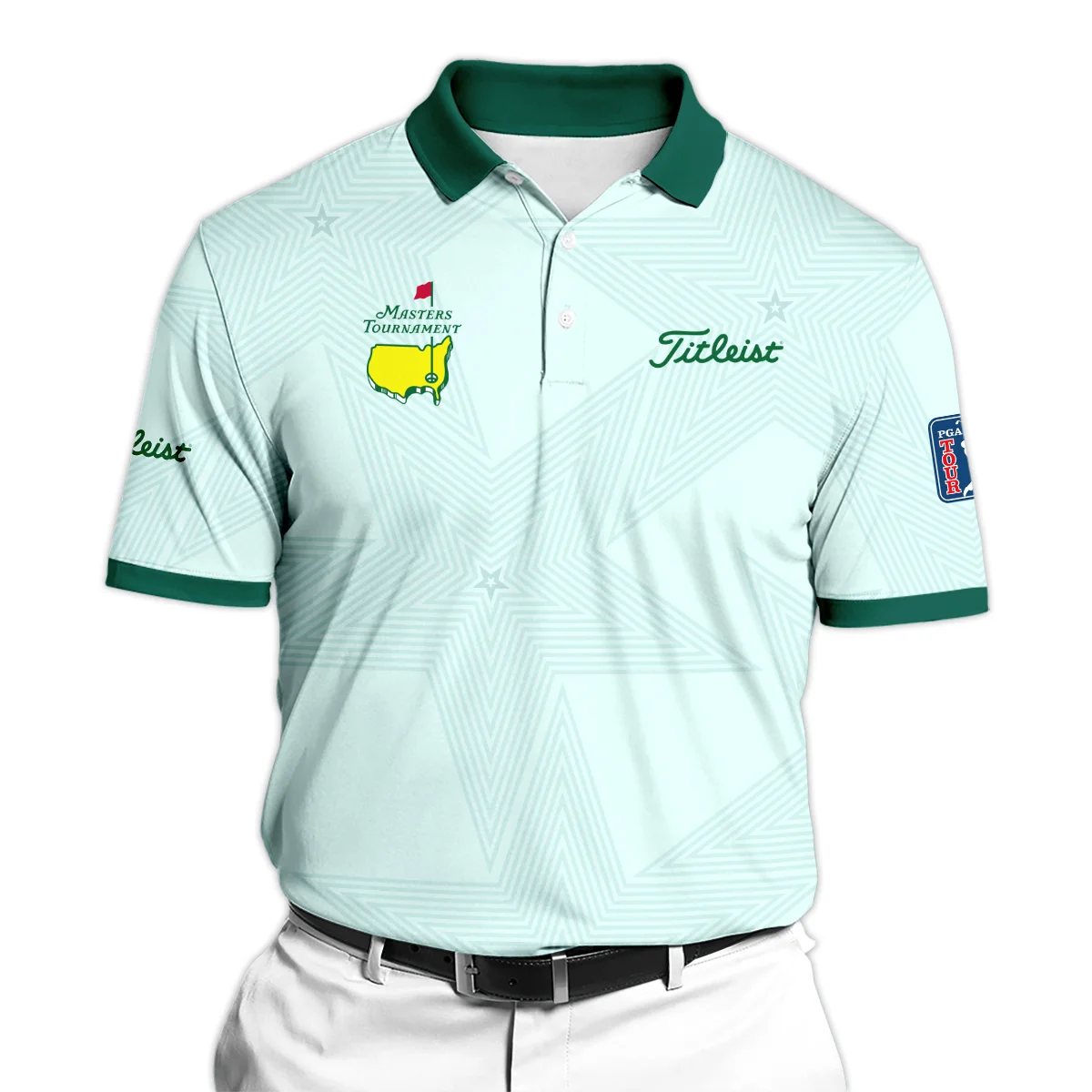 Golf Love Star Light Green Mix Masters Tournament Titlest Quarter-Zip Polo Shirt