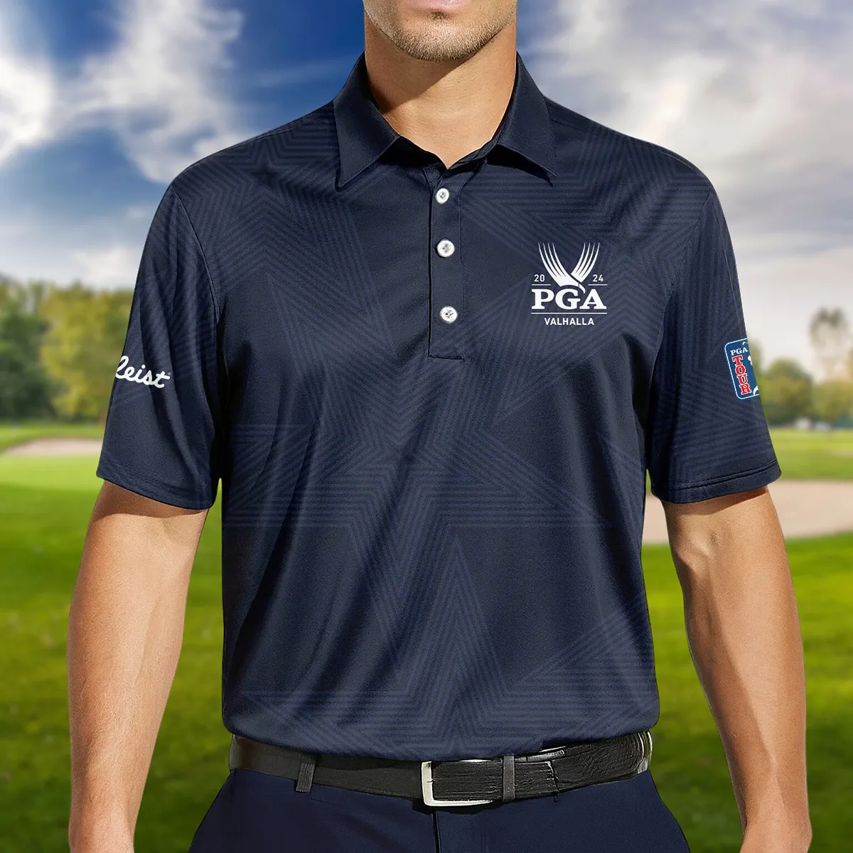 Golf Navy Color Star Pattern 2024 PGA Championship Valhalla Titlest Quarter-Zip Jacket Style Classic