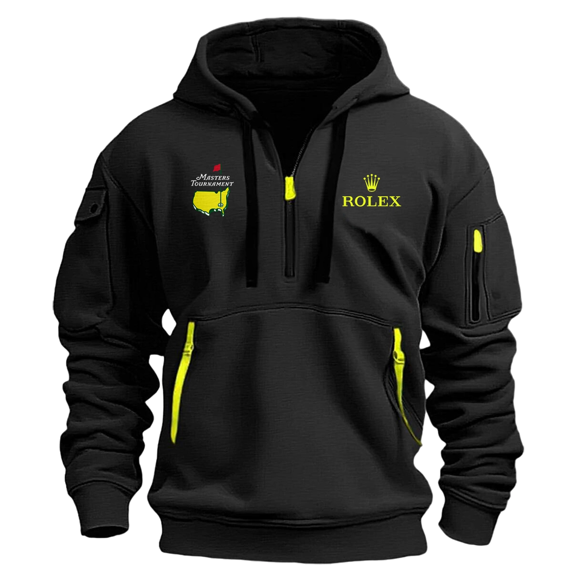 Black Color Rolex Fashion Hoodie Half Zipper Masters Tournament Gift For Fans