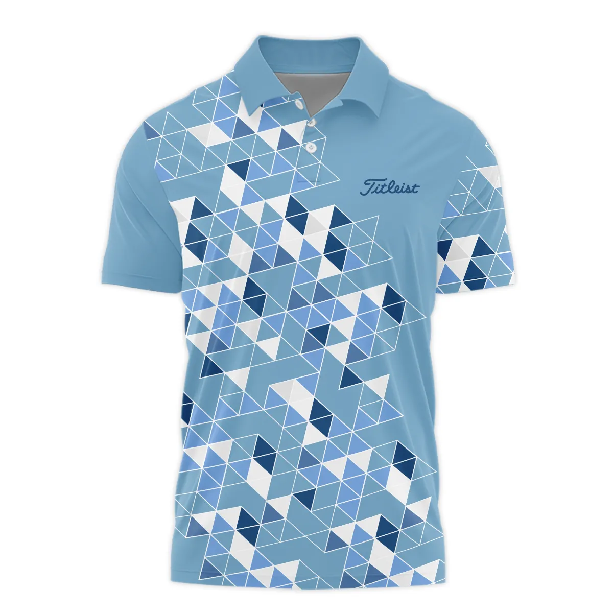 Golf Blue Geometric Mosaic Pattern 2024 PGA Championship Valhalla Titleist Style Classic, Short Sleeve Round Neck Polo Shirt