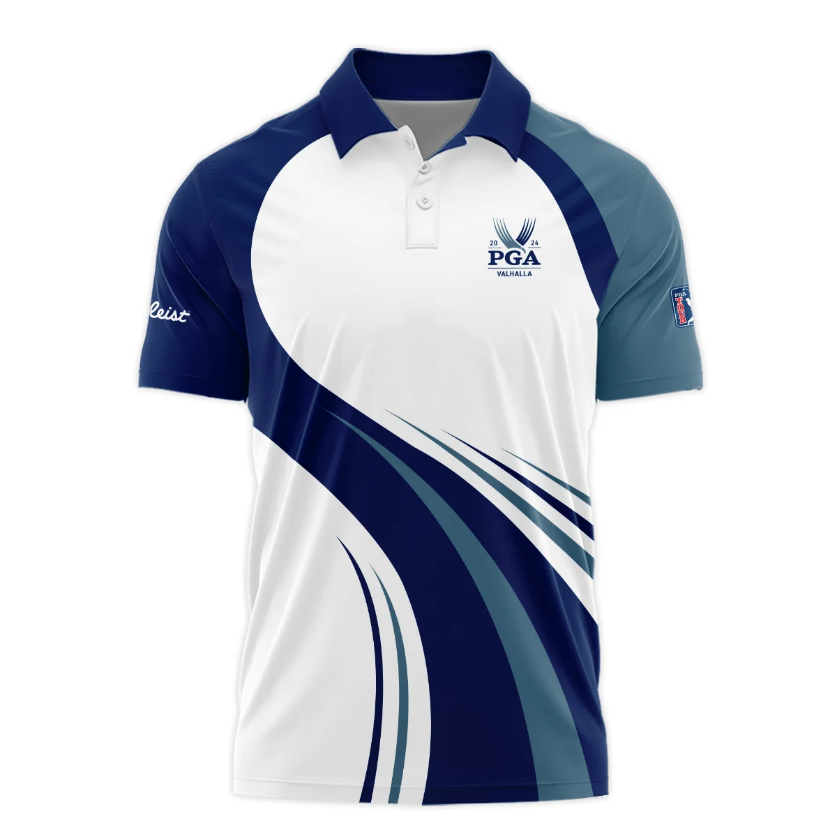 2024 PGA Championship Valhalla Golf Blue Wave Pattern Titleist Polo Shirt Style Classic Polo Shirt For Men