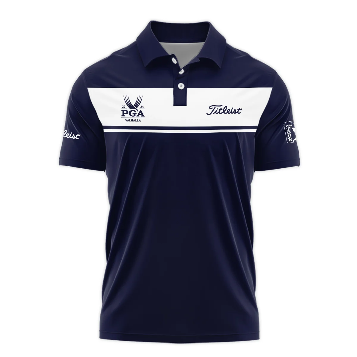 Titleist 2024 PGA Championship Golf Long Polo Shirt Sports Dark Blue White All Over Print Long Polo Shirt For Men
