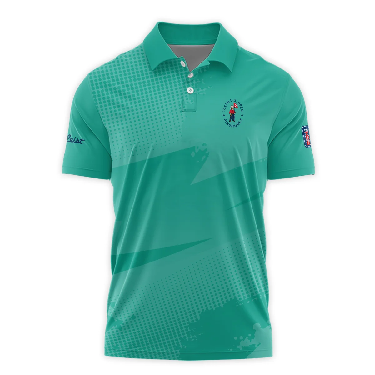 Golf Sport Pattern Green Mix Color 124th U.S. Open Pinehurst Ping Zipper Polo Shirt Style Classic