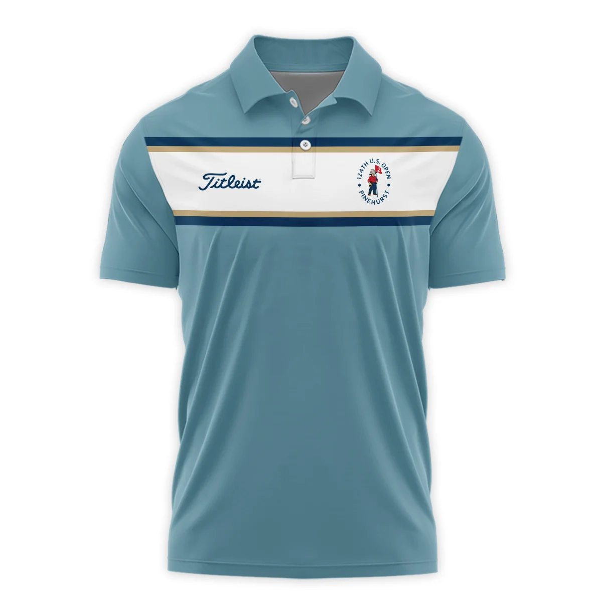 124th U.S. Open Pinehurst Golf Sport Mostly Desaturated Dark Blue Yellow Titleist Quarter-Zip Polo Shirt