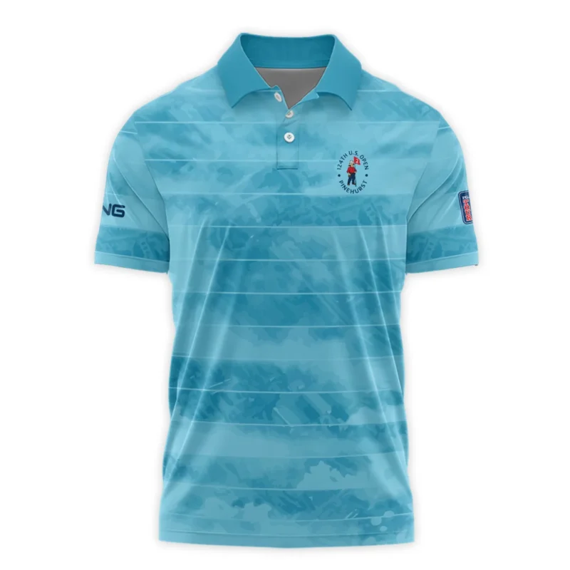 Ping 124th U.S. Open Pinehurst Blue Abstract Background Line Polo Shirt Style Classic