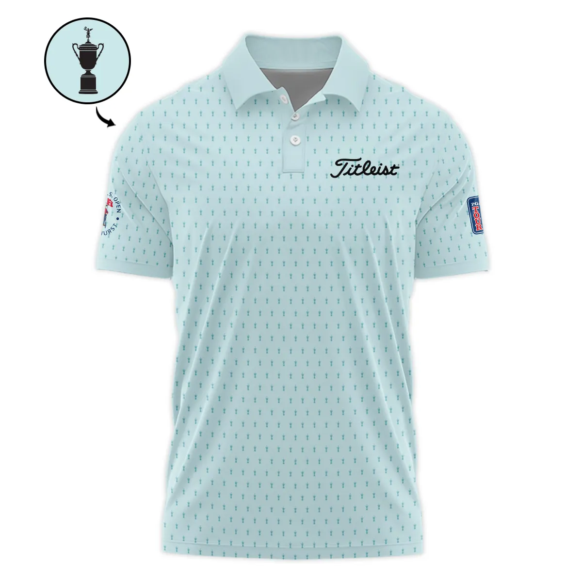 Sports 124th U.S. Open Titleist Pinehurst Polo Shirt Cup Pattern Pastel Green All Over Print Polo Shirt For Men