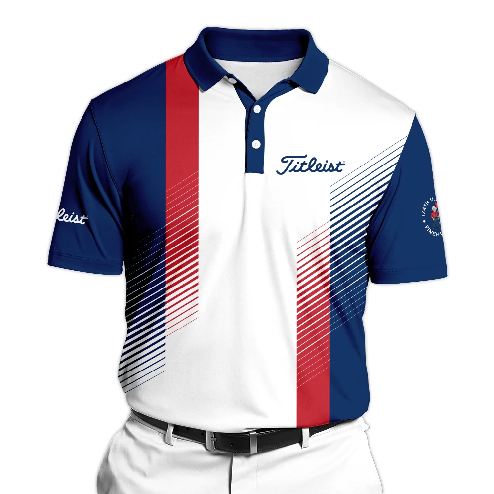 Sport Titleist 124th U.S. Open Pinehurst Golf Zipper Hoodie Shirt Blue Red Striped Pattern White All Over Print Zipper Hoodie Shirt