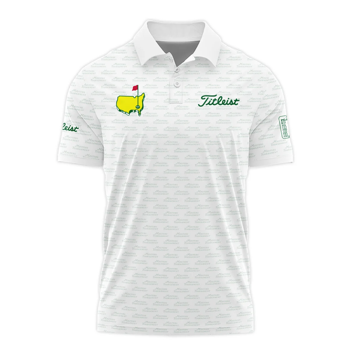 Masters Tournament Golf Titleist Polo Shirt Logo Text Pattern White Green Golf Sports All Over Print Polo Shirt For Men