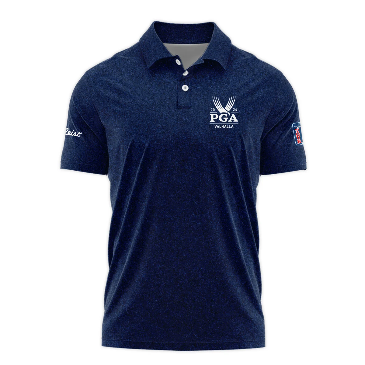 Special Version 2024 PGA Championship Valhalla Titleist Long Polo Shirt Blue Paperboard Texture Long Polo Shirt For Men
