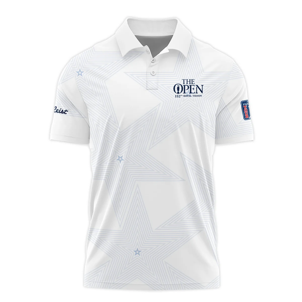 152nd The Open Championship Golf Titleist Zipper Polo Shirt Stars White Navy Golf Sports All Over Print Zipper Polo Shirt For Men