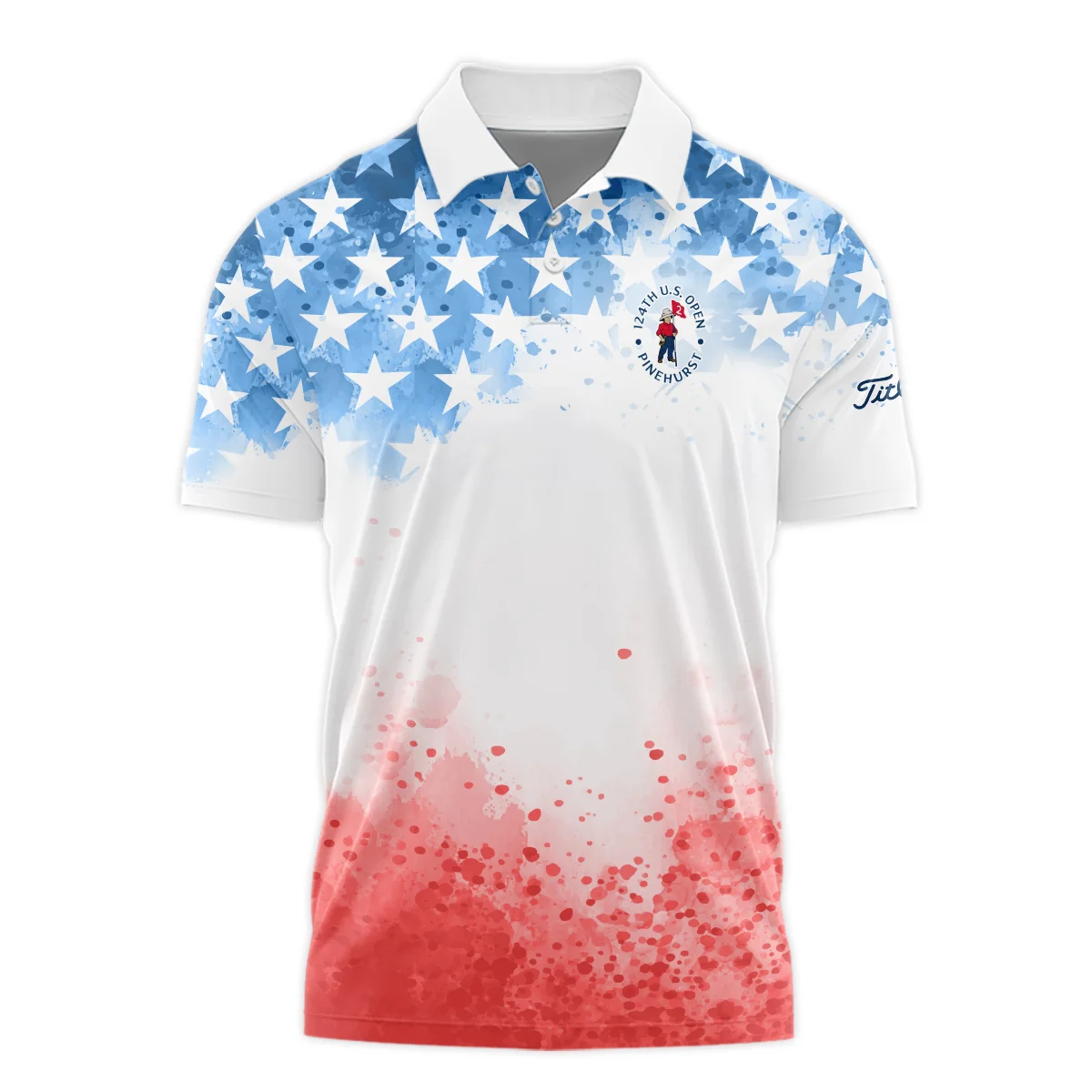 Special Version 124th U.S. Open Pinehurst Titleist Polo Shirt Watercolor Blue Red Stars Polo Shirt For Men
