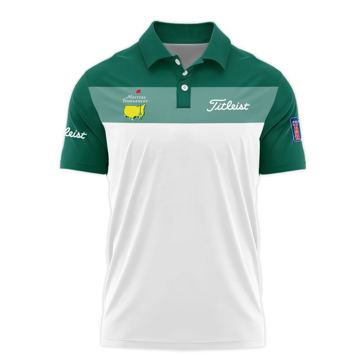 Golf Masters Tournament Titleist Long Polo Shirt Sports Green And White All Over Print Long Polo Shirt For Men
