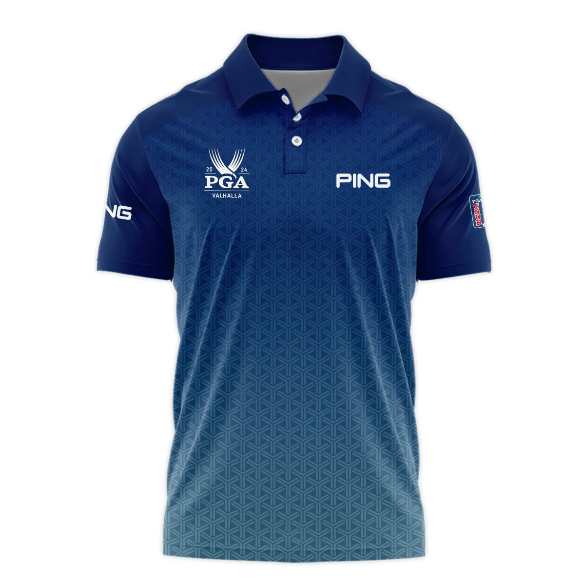Golf Sport Pattern Blue Sport Uniform 2024 PGA Championship Valhalla Ping Quarter-Zip Polo Shirt
