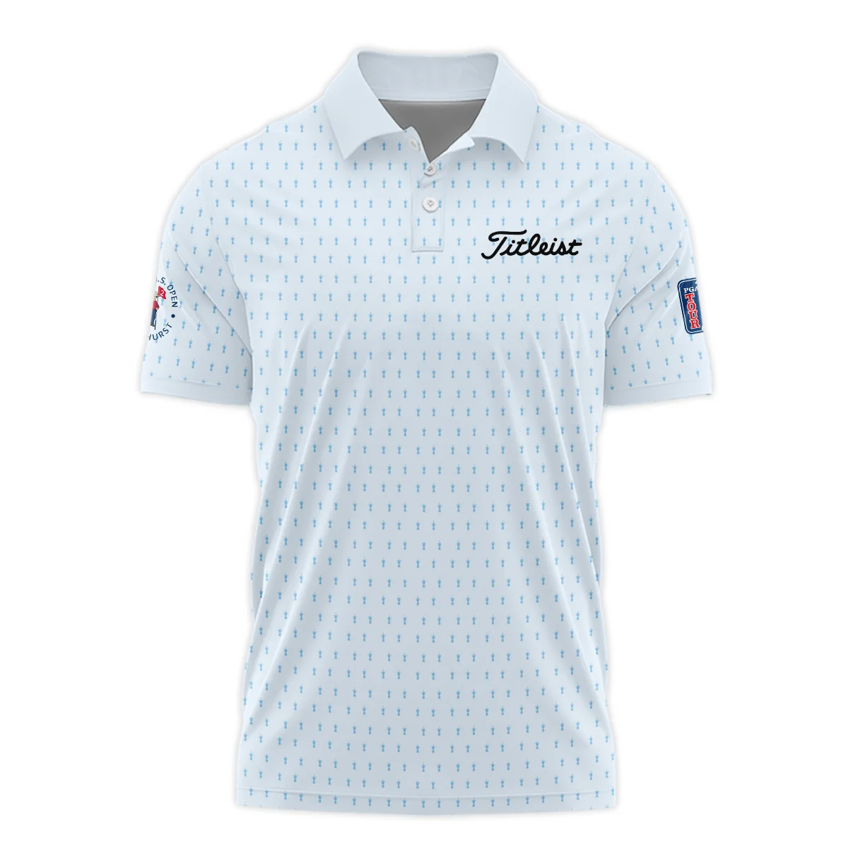 124th U.S. Open Pinehurst Titleist Polo Shirt Sports Pattern Cup Color Light Blue All Over Print Polo Shirt For Men