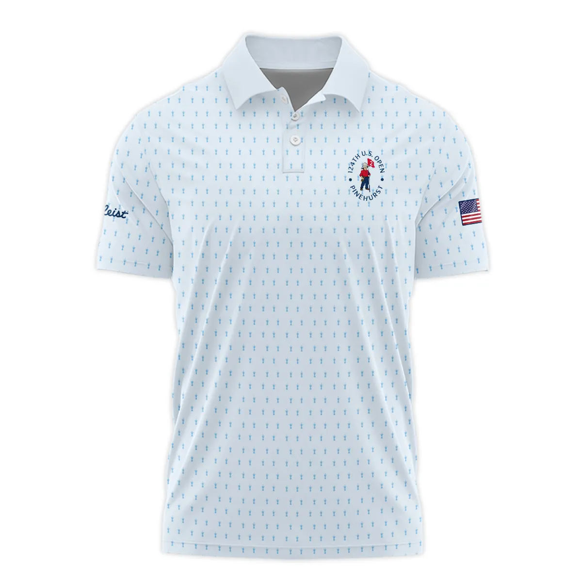 Golf Pattern Light Blue Cup 124th U.S. Open Pinehurst Titleist Polo Shirt Style Classic