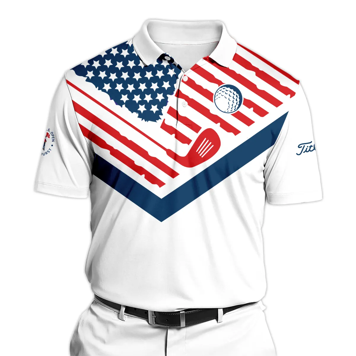 The Golfing Legend Golf 124th U.S. Open Pinehurst Titleist Style Classic, Short Sleeve Round Neck Polo Shirt