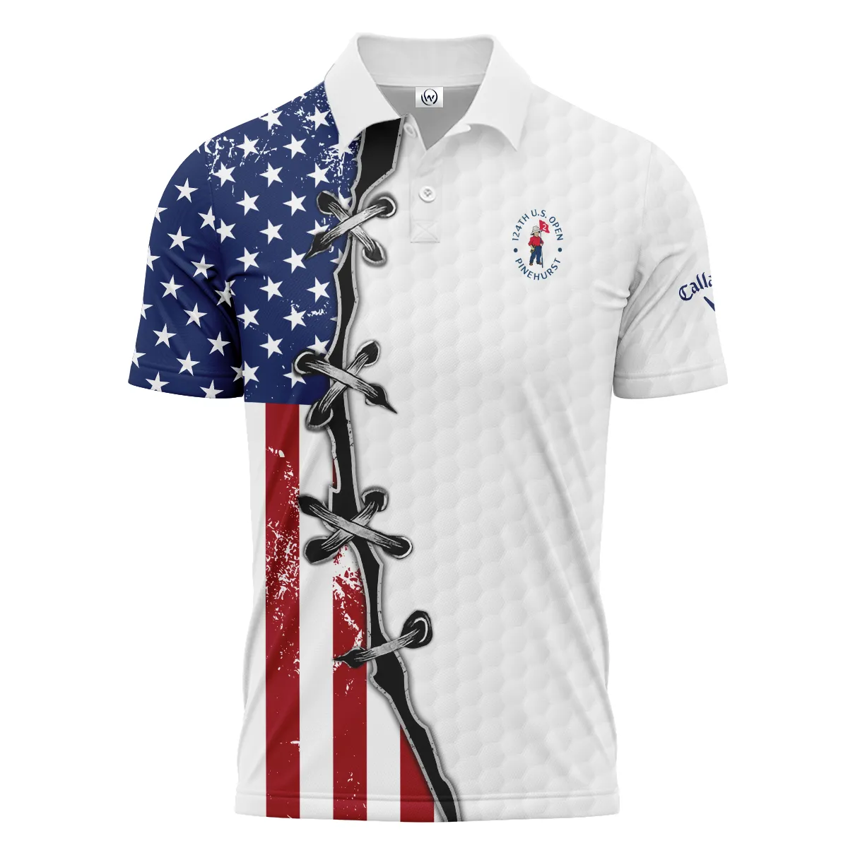 Golf Flag American Pattern Ball 124th U.S. Open Pinehurst Pinehurst Callaway Polo Shirt Style Classic