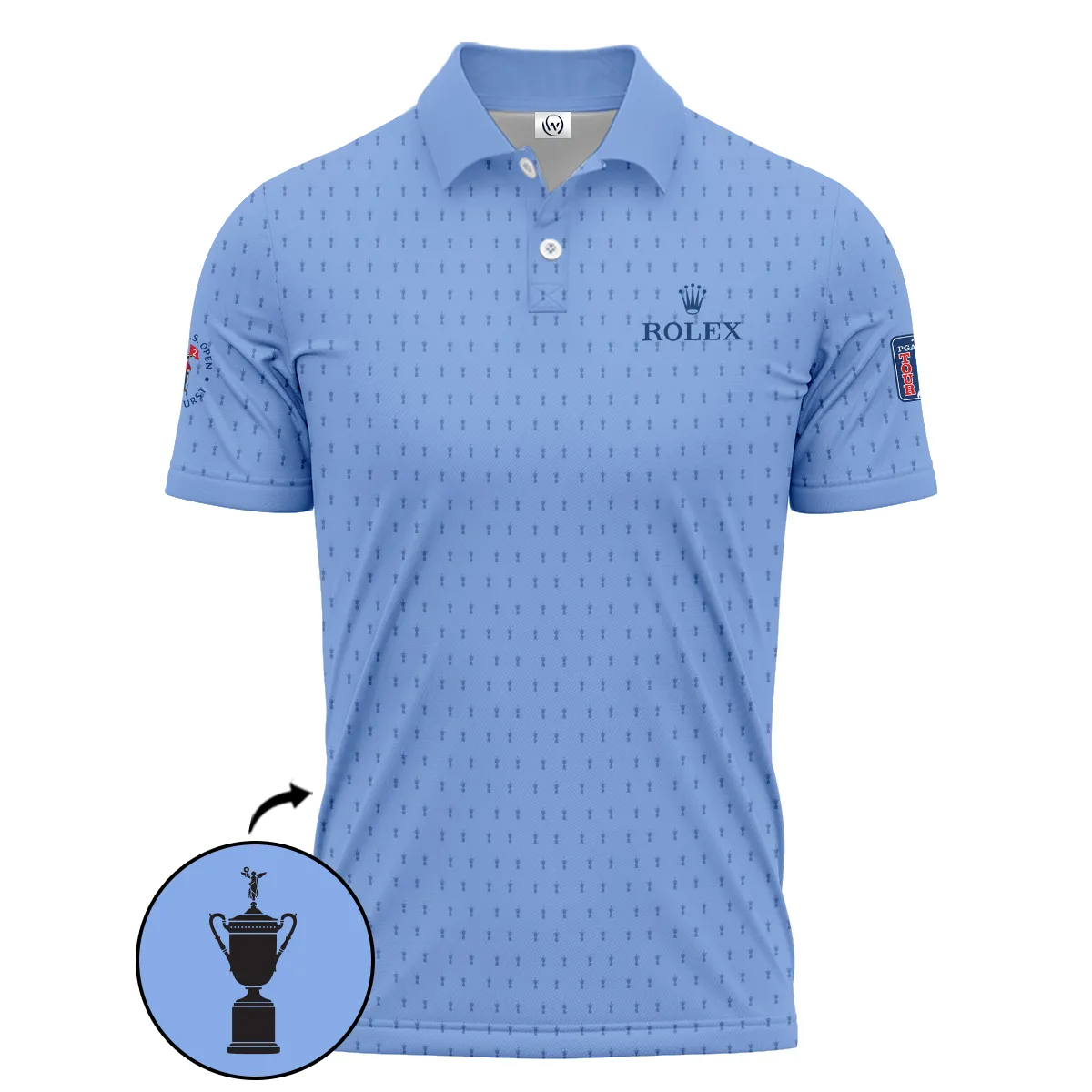 Golf Pattern Cup Blue 124th U.S. Open Pinehurst Pinehurst Rolex Performance T-Shirt Style Classic