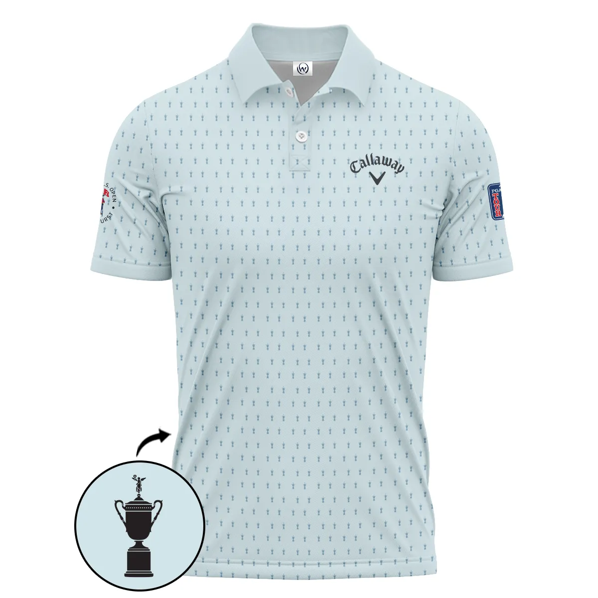 Golf Pattern Cup Light Blue Mix Green 124th U.S. Open Pinehurst Pinehurst Callaway Zipper Polo Shirt Style Classic