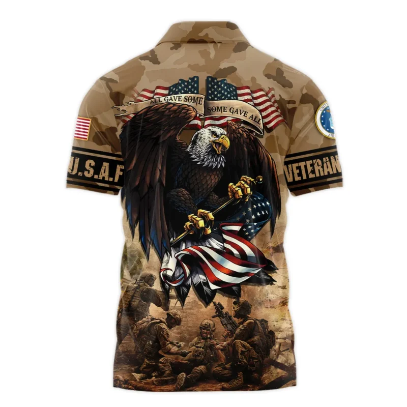 Veteran Camo Eagle All Gave Some Some Gave All U.S. Air Force Veterans All Over Prints Zipper Polo Shirt