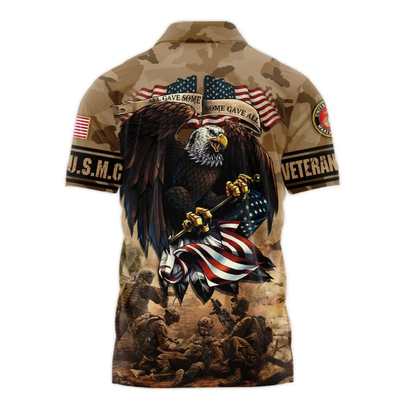 Veteran Camo Eagle All Gave Some Some Gave All U.S. Marine Corps Veterans All Over Prints Zipper Polo Shirt