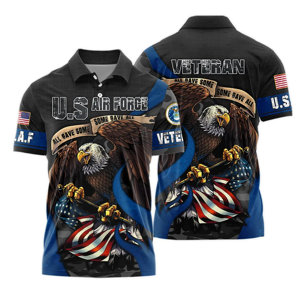 All Gave Some Some Gave All Veteran Eagle Flag U.S. Air Force Veterans All Over Prints Polo Shirt