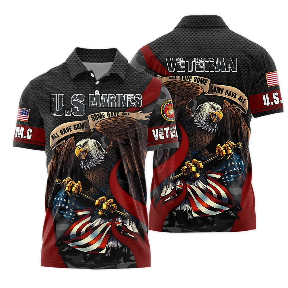 All Gave Some Some Gave All Veteran Eagle Flag U.S. Marine Corps Veterans All Over Prints Polo Shirt