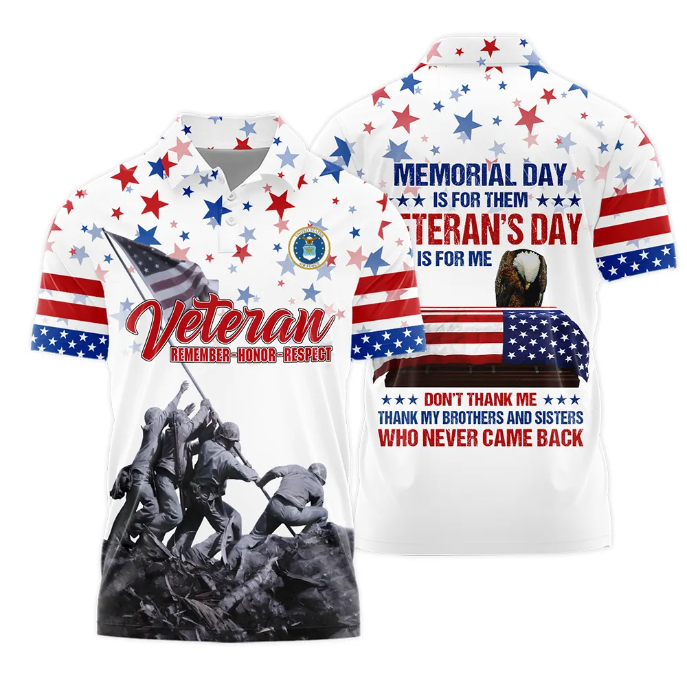 Veteran Memorial Day Remember Honor Respect U.S. Air Force Veterans All Over Prints Polo Shirt