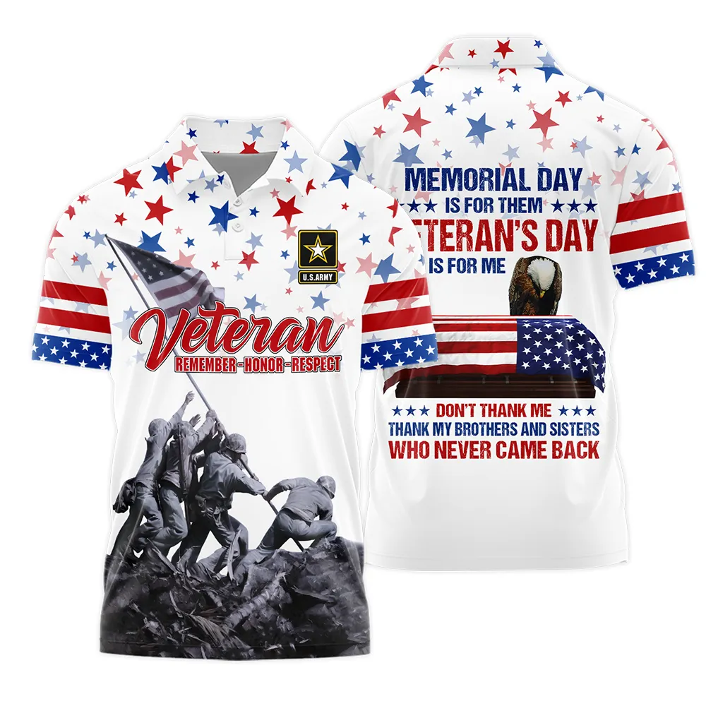 Veteran Memorial Day Remember Honor Respect U.S. Army Veterans All Over Prints Polo Shirt