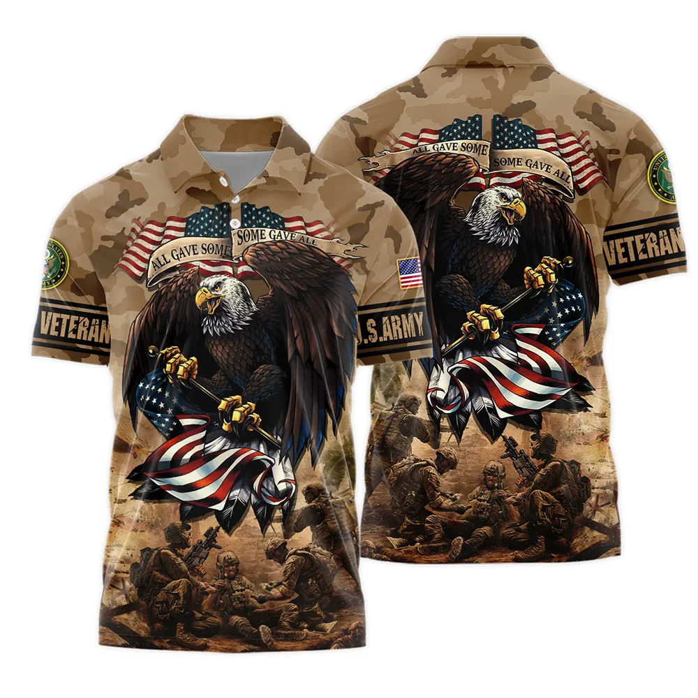 Veteran Camo Eagle All Gave Some Some Gave All U.S. Army Veterans All Over Prints Polo Shirt